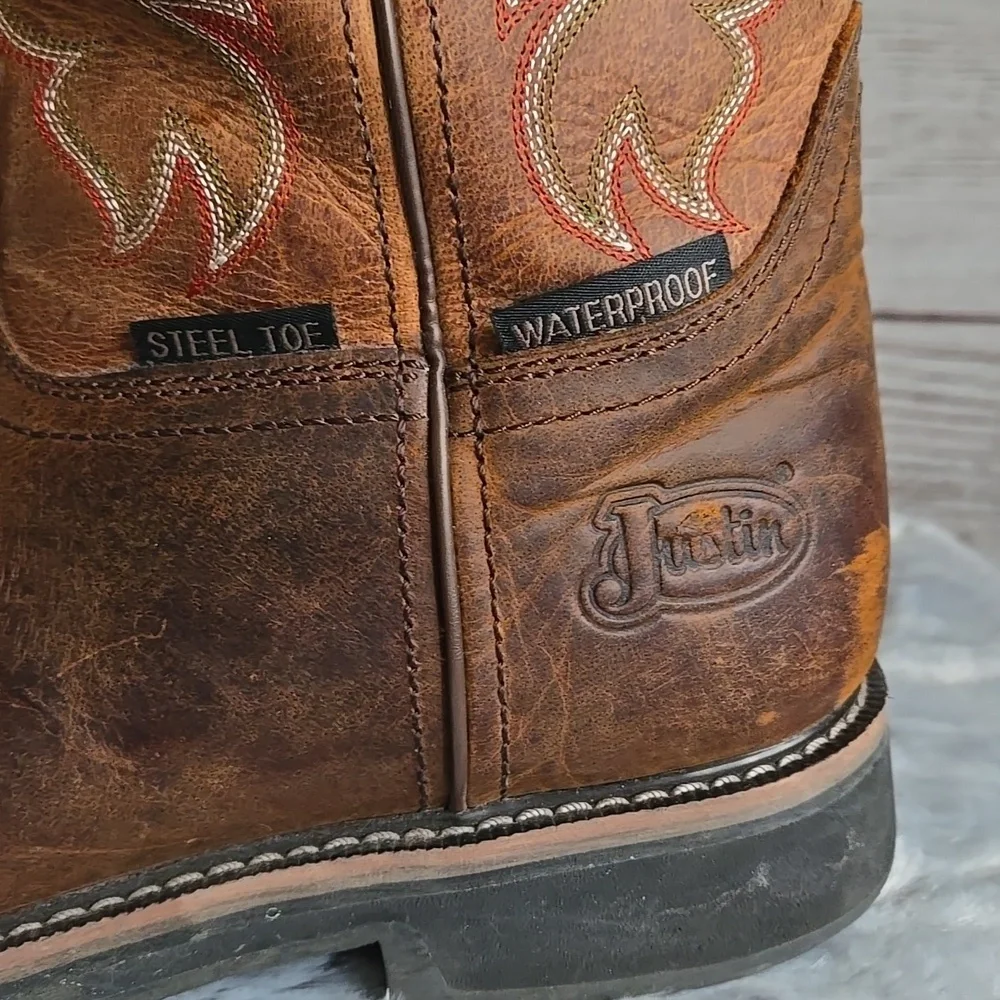 Justin Steeltoe Waterproof Boots, Mens Size 10.5EE